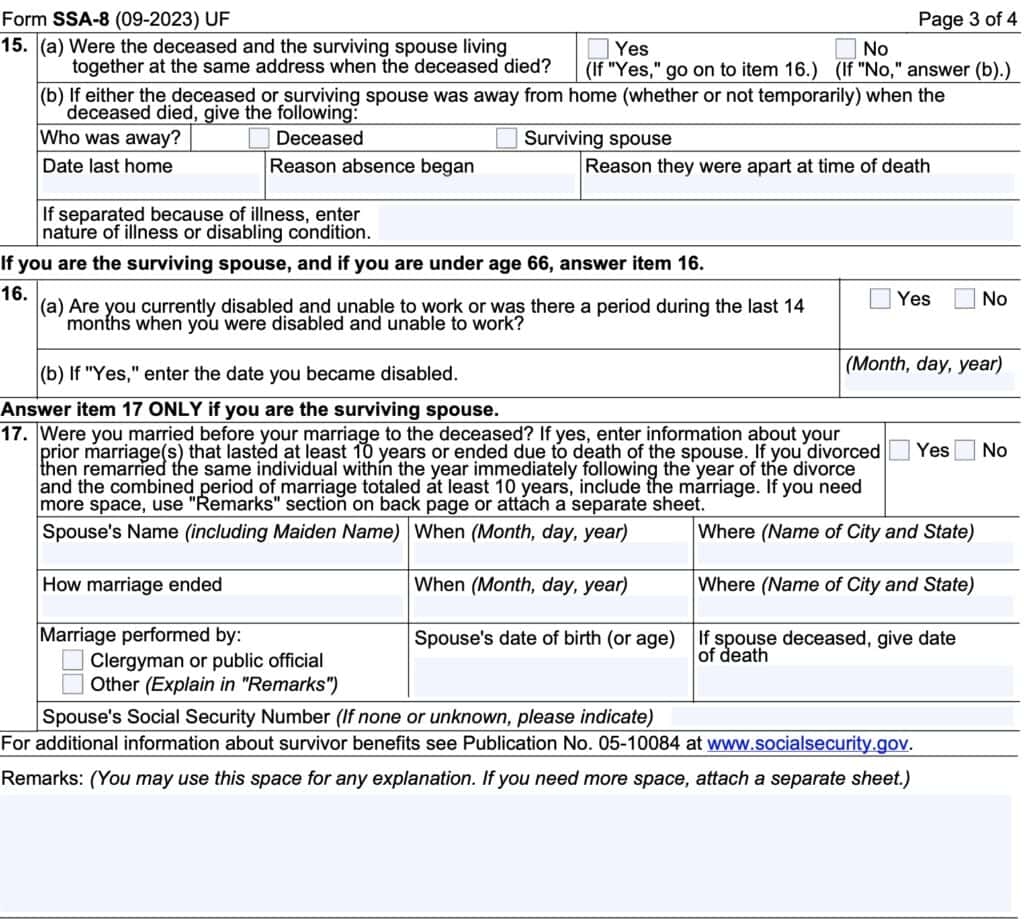 Form SSA 8 Instructions Applying For A Lump Sum Benefit
