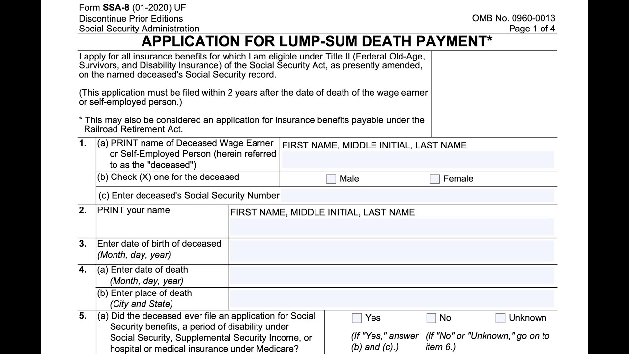 Form SSA 8 Walkthrough ARCHIVED COPY READ COMMENTS ONLY