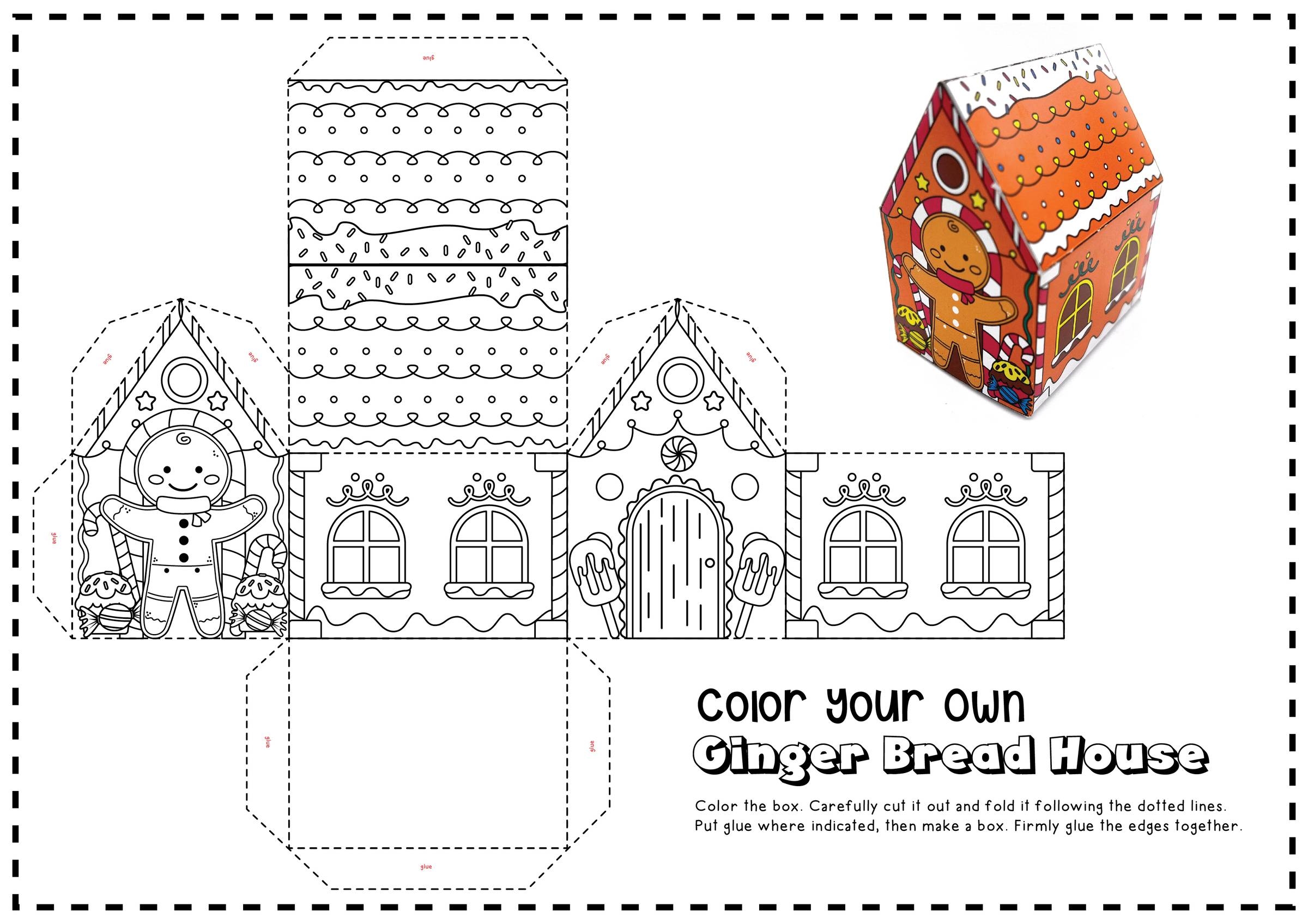 Free 3D Paper Gingerbread House Template
