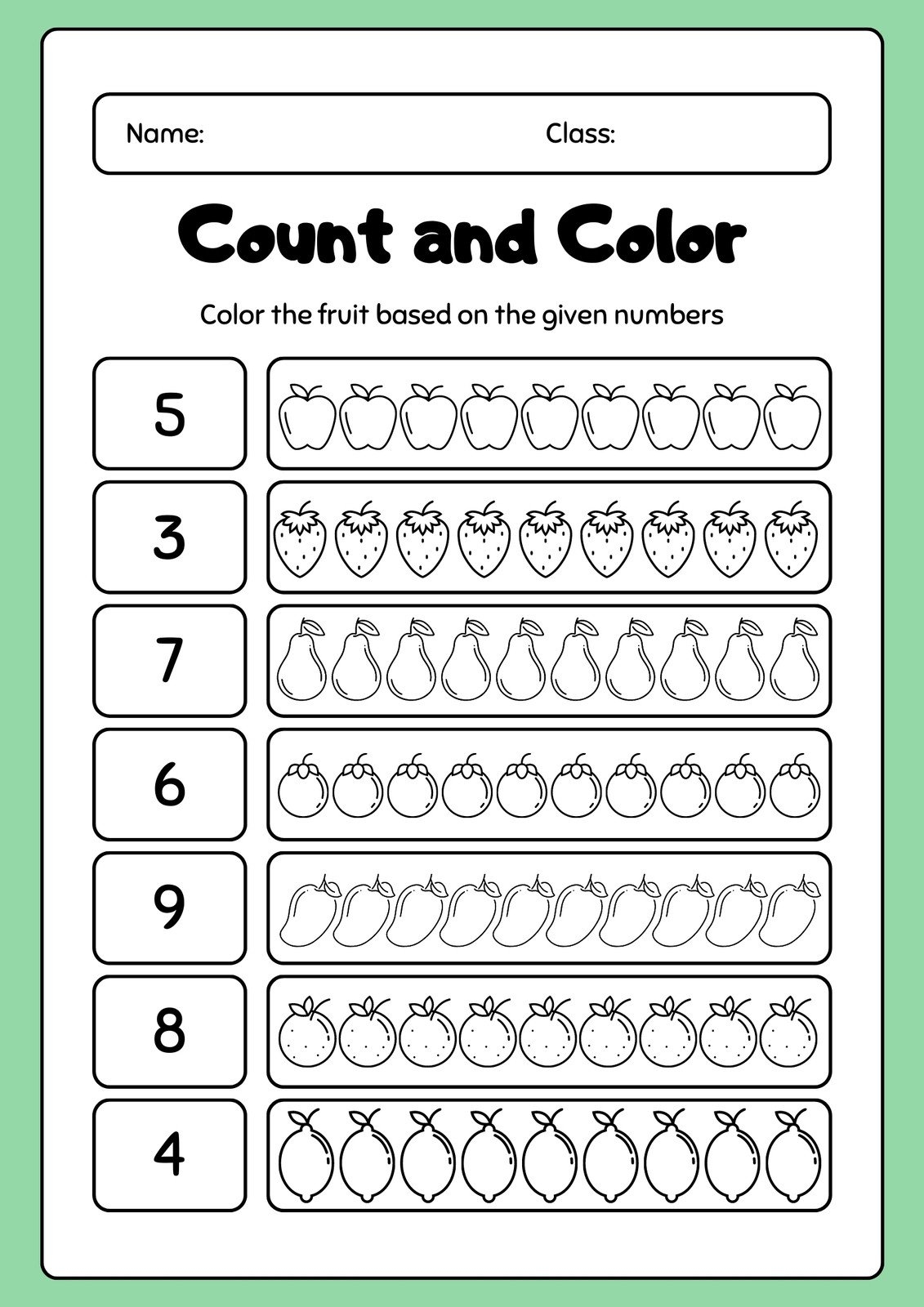 Printable Homework Sheets For Kindergarten