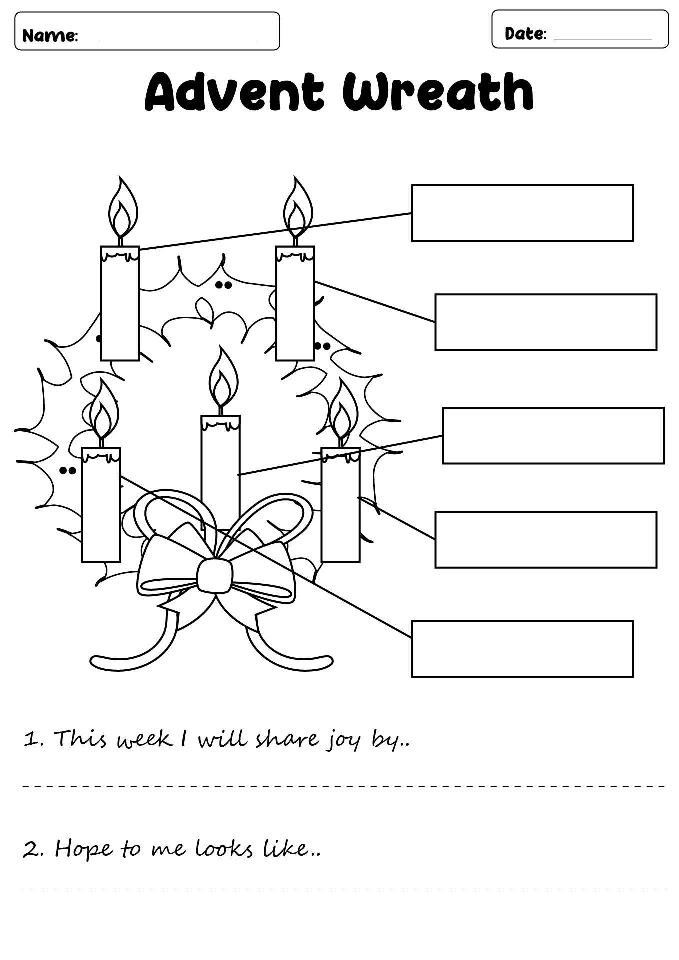Free Printable Advent Worksheets