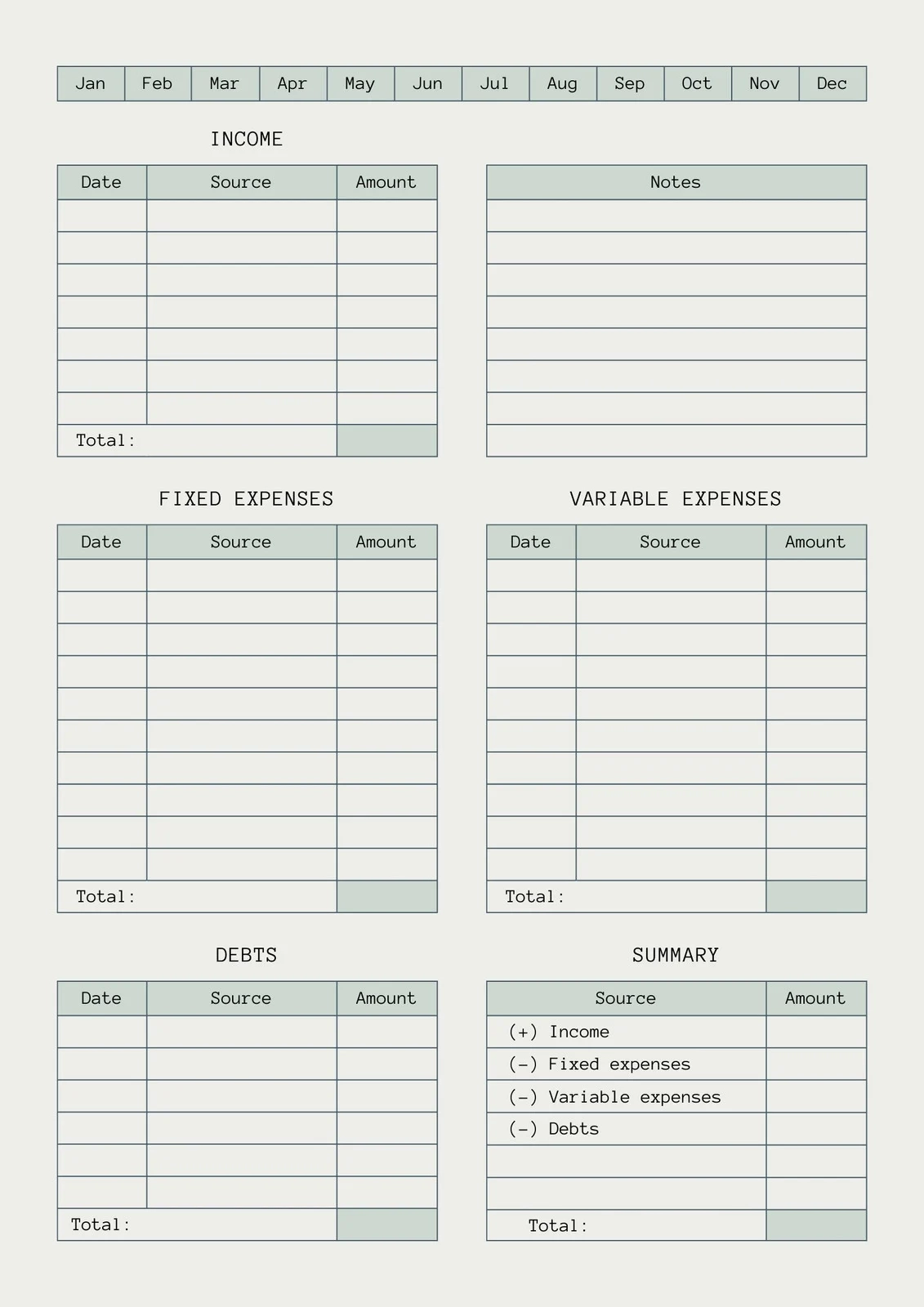 Budget Planner Template Printable