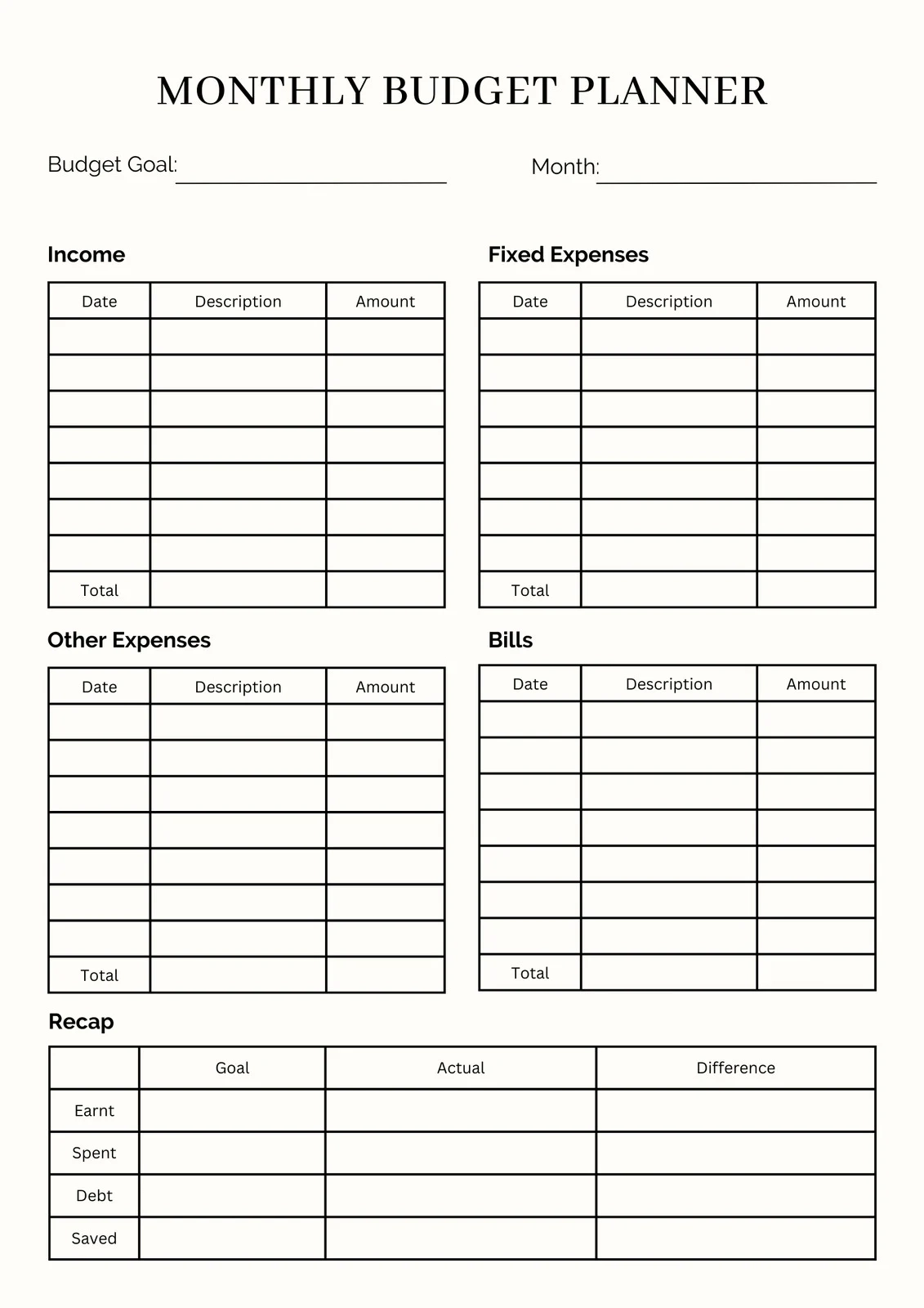 Budget Worksheets Printable For Business