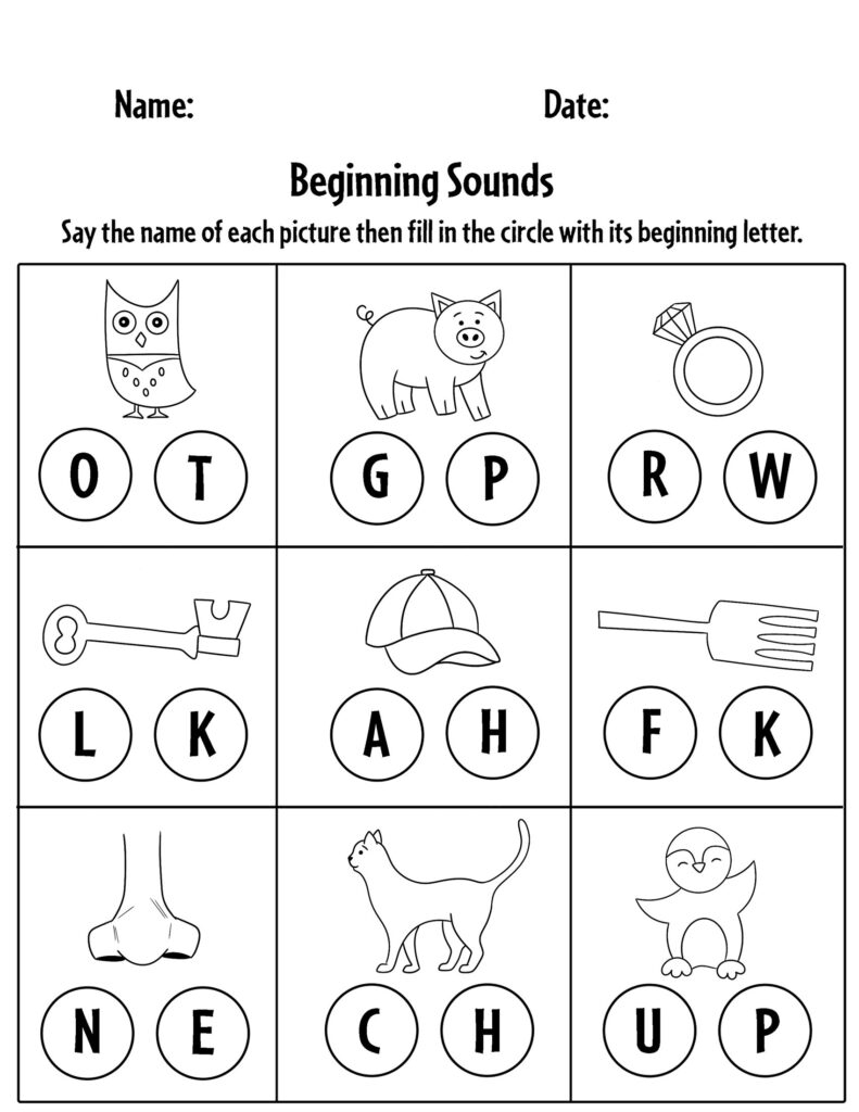 Free Beginning Sounds Worksheets For Preschool The Hollydog Blog