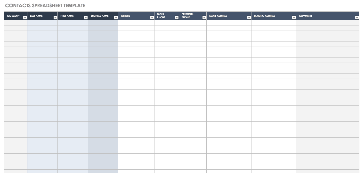 Free Contact List Templates Smartsheet