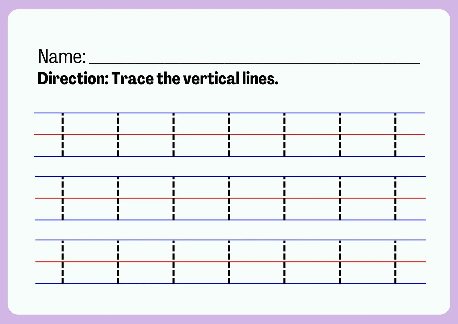 Tracing Straight Lines Preschool Printables