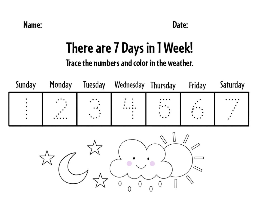 Free Printable Days Of The Week Worksheets