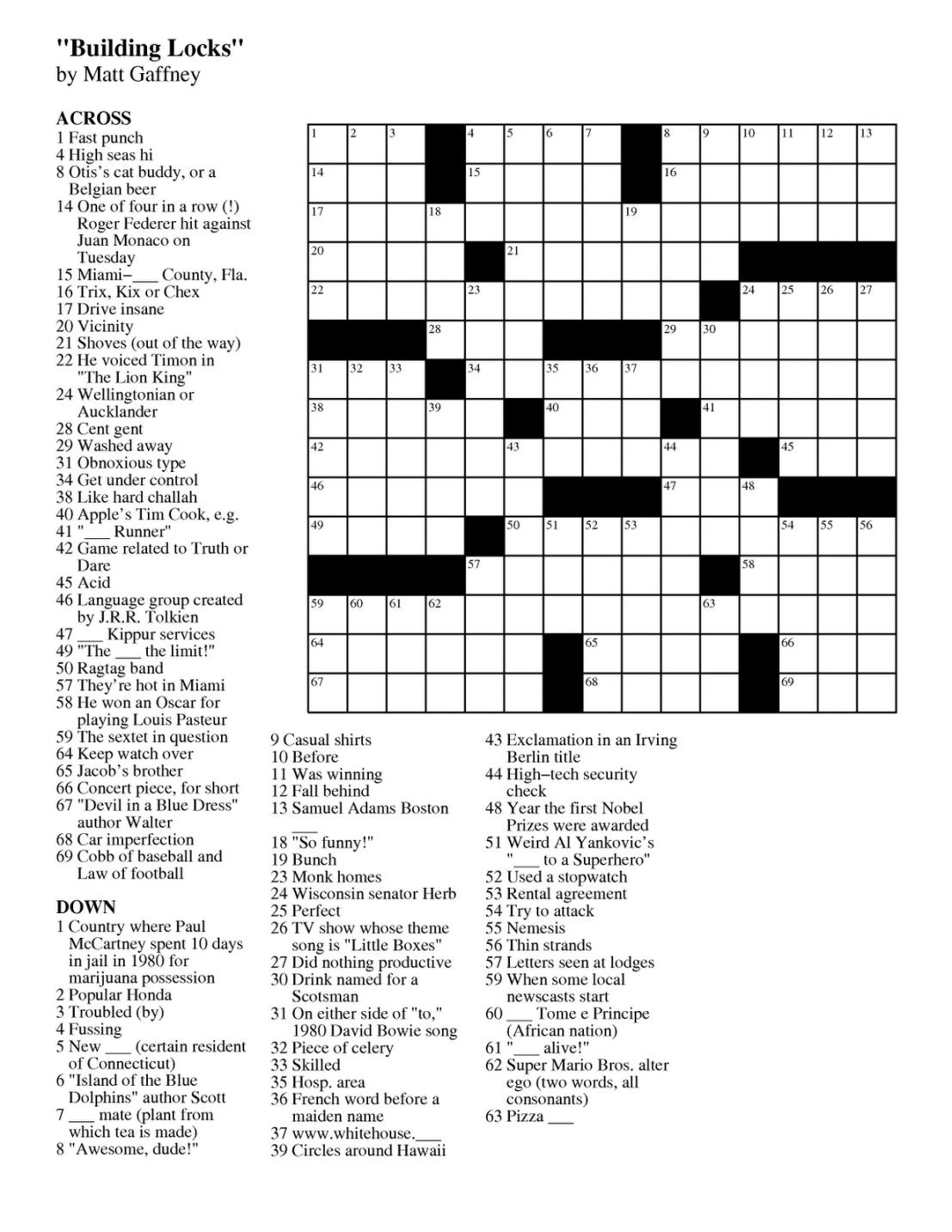 Free Daily Crossword Puzzle Printable