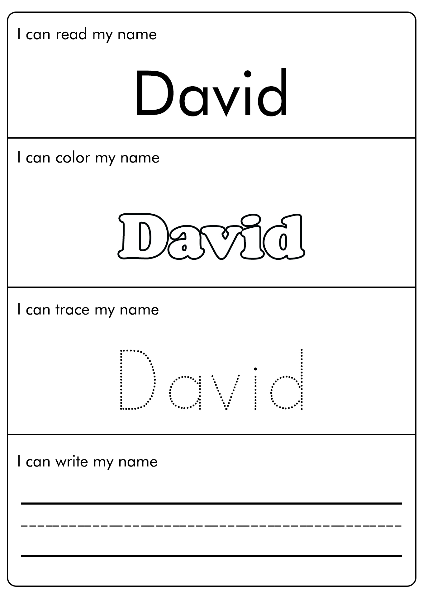 Free Printable Name Sheet