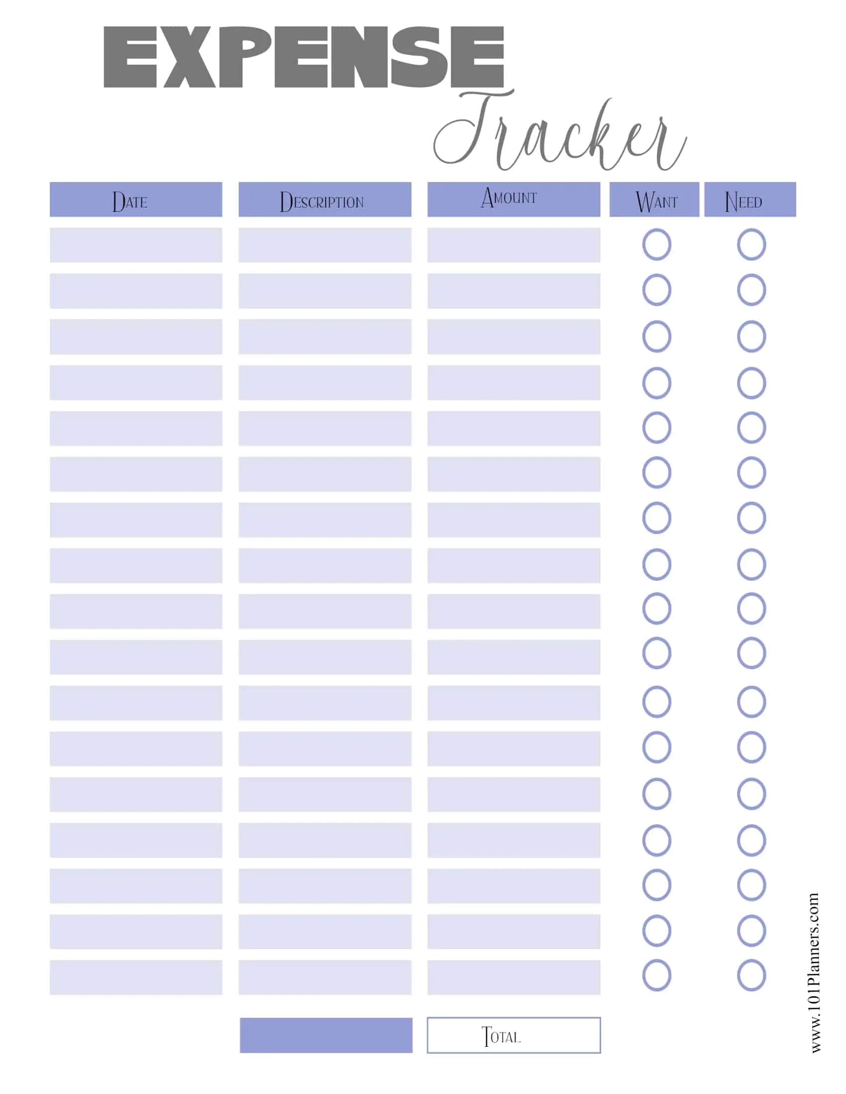 Printable Expense Tracker Template