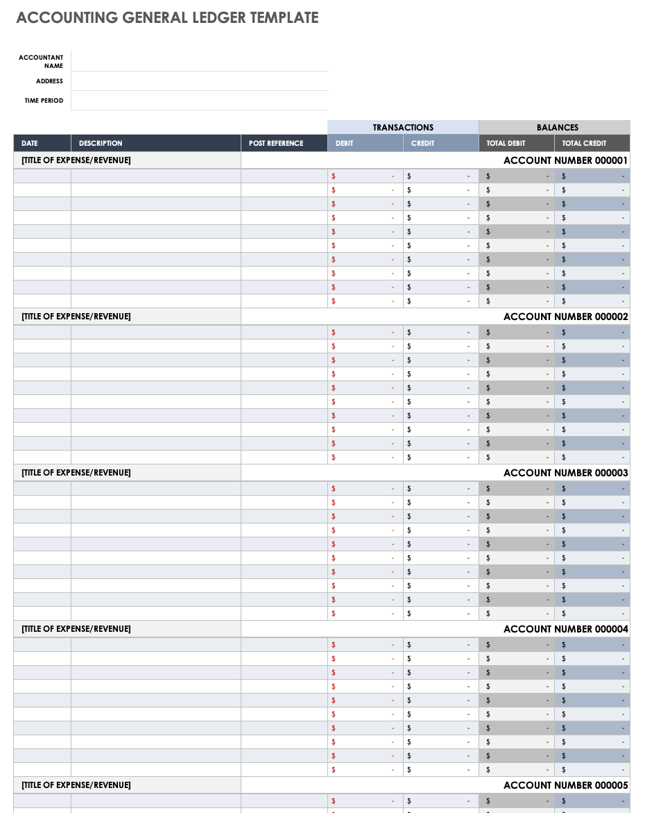 Printable Accounting Sheets Free
