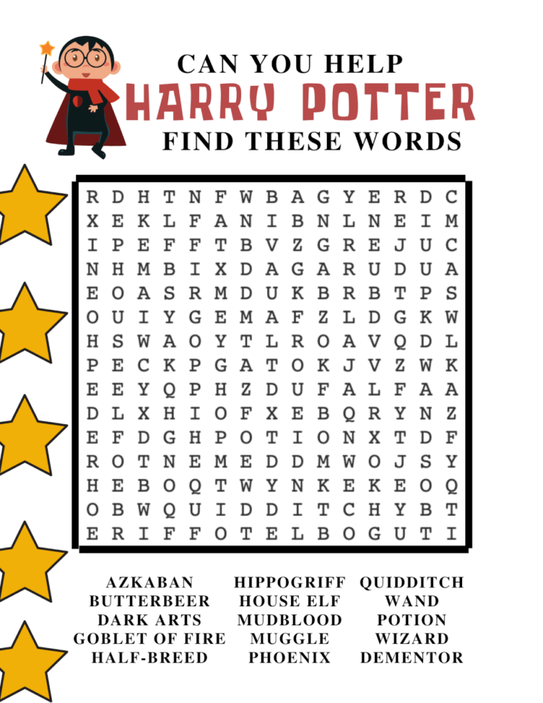 Free Harry Potter Printable Games A Magical Addition To Family 