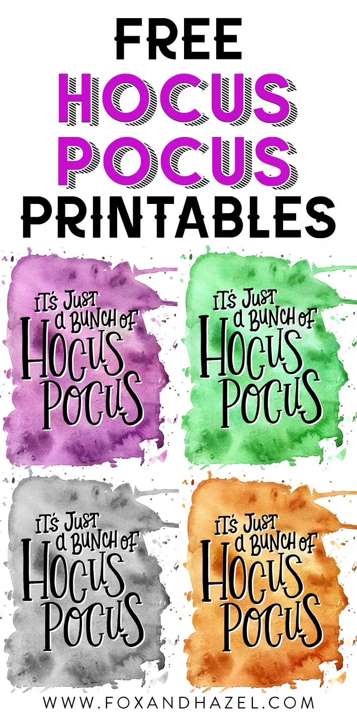 Free Hocus Pocus Printable In 4 Different Colours Fox Hazel