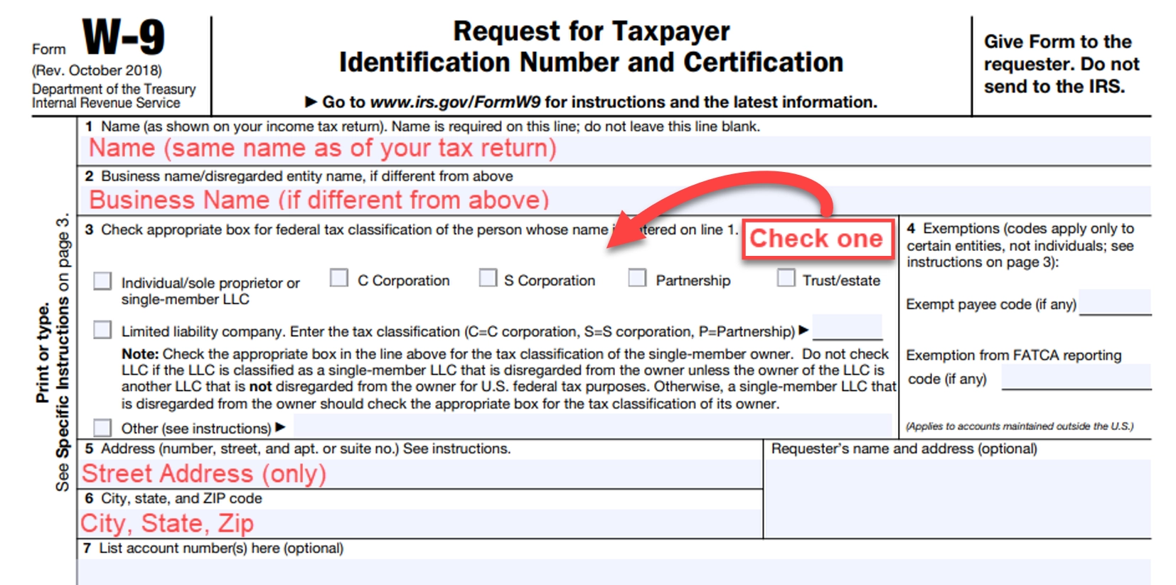 W9 Form Irs