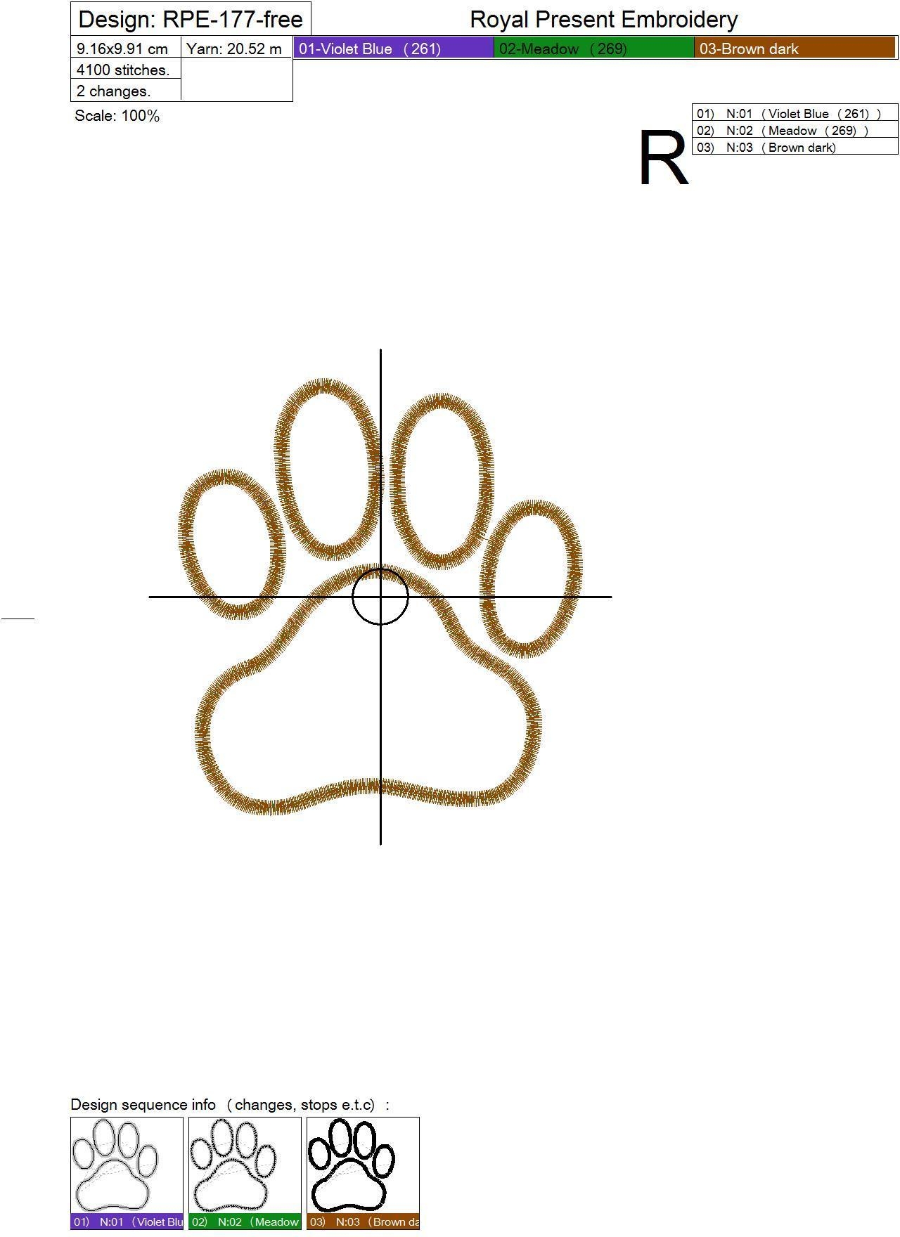 Free Machine Embroidery Design Paw Print Appliqu Royal Present 