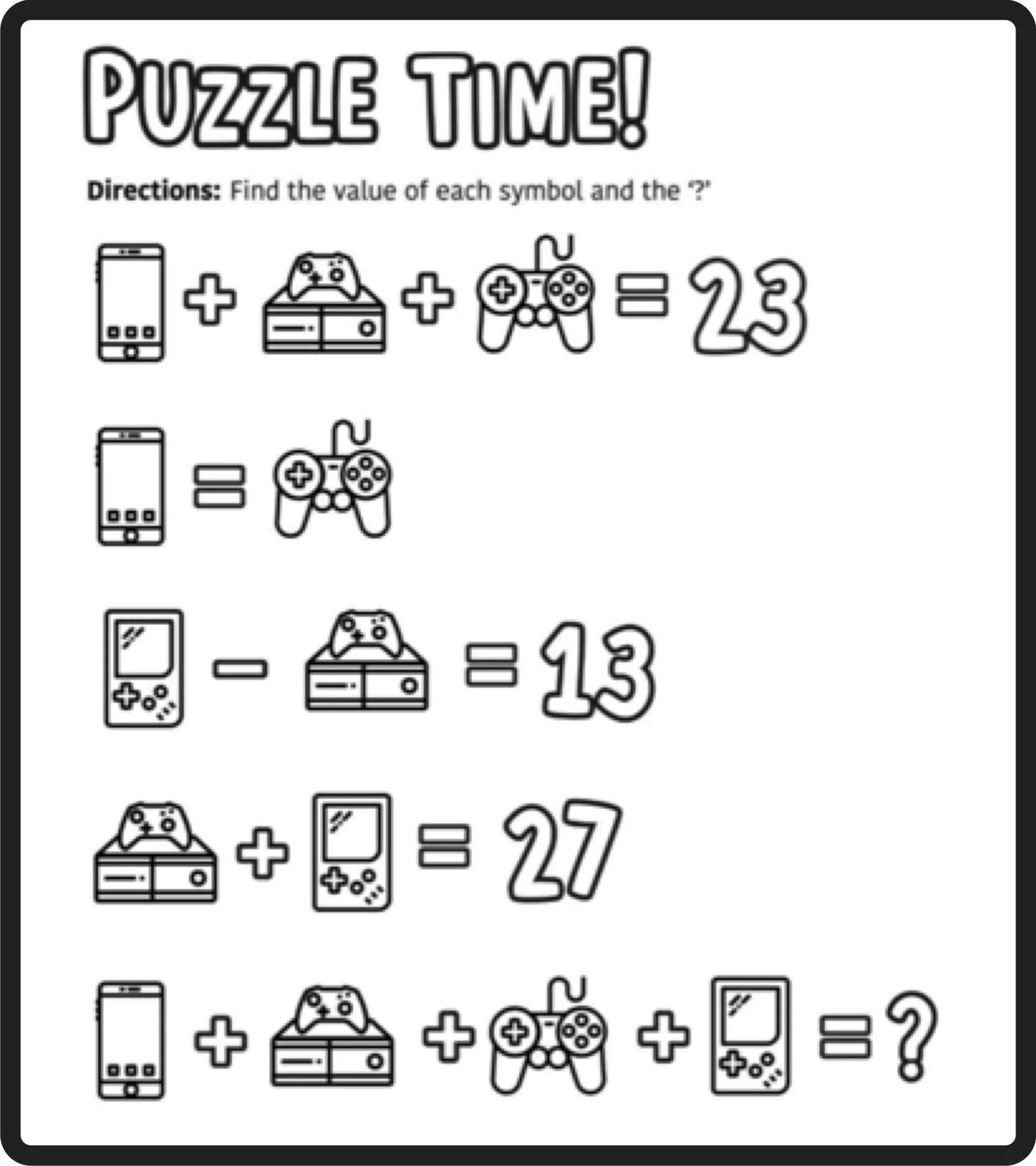Adult Math Puzzles Printable Worksheets