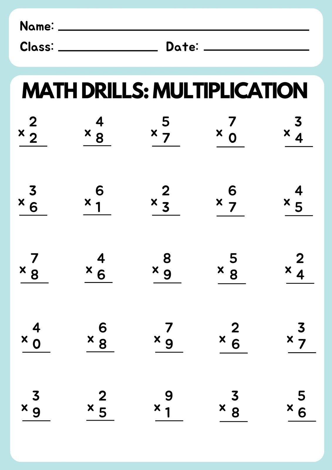 Free Multiplication Worksheets 1 12 Paper Trail Design 