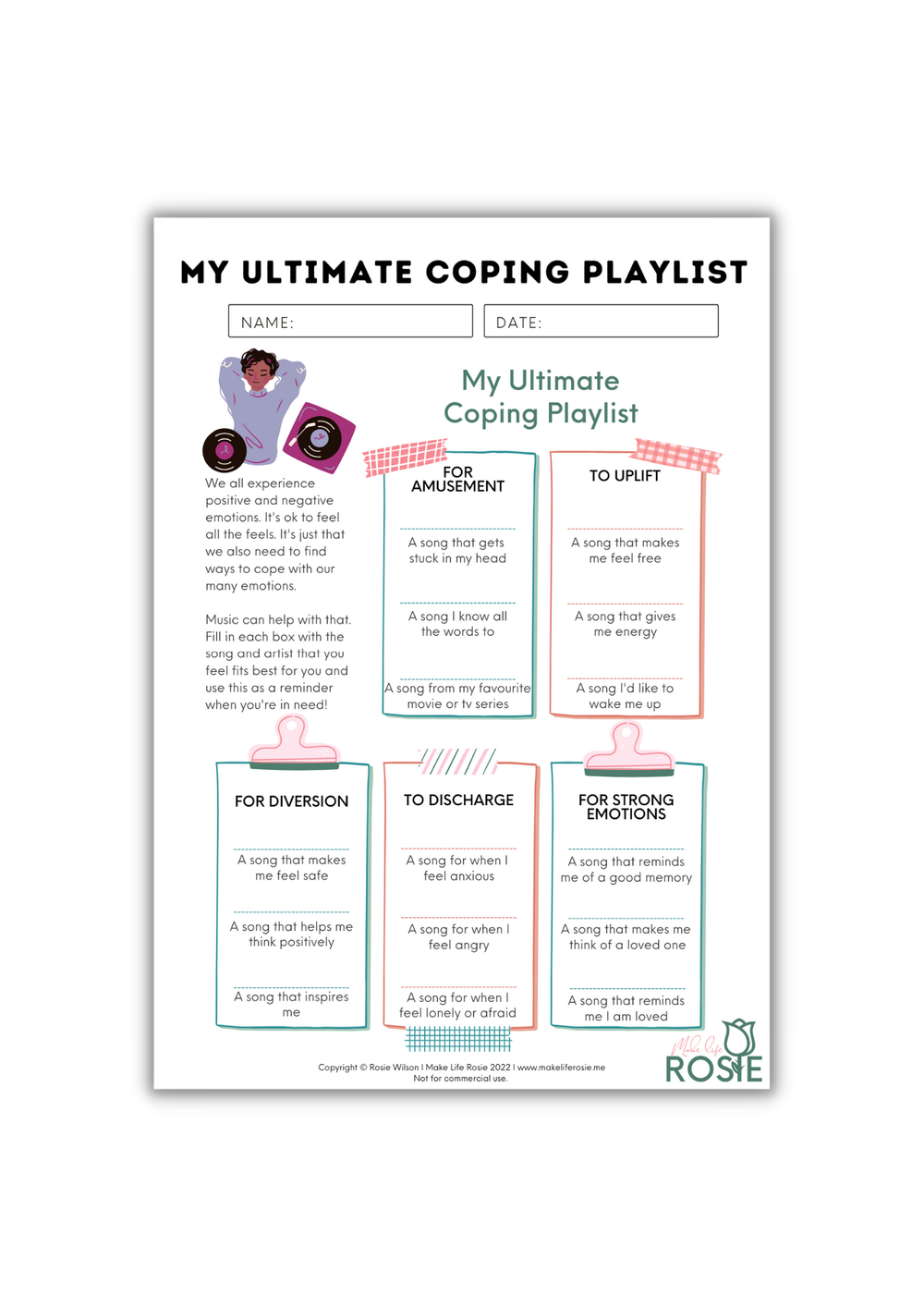 Free Printable Music Therapy Worksheets