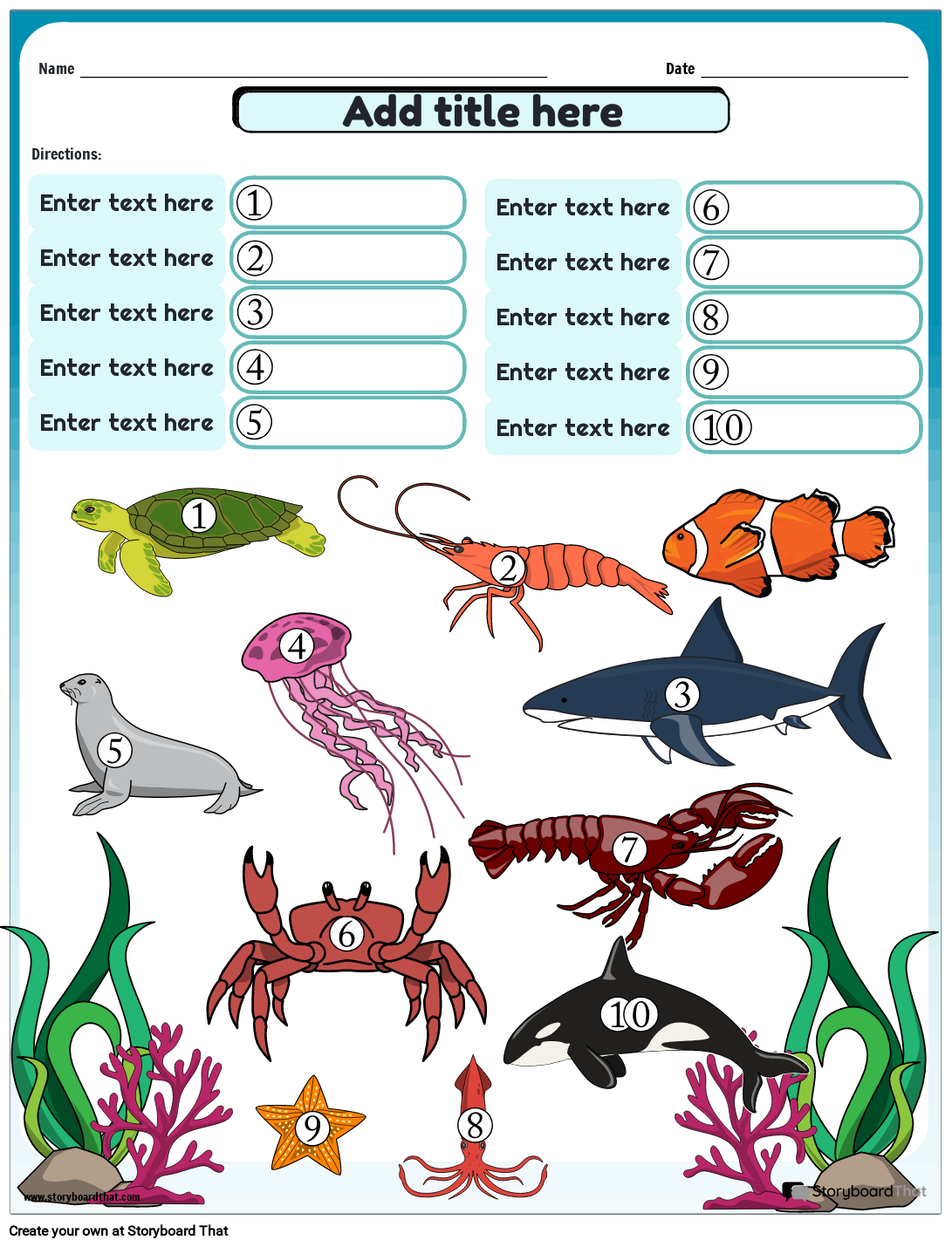 Free Ocean Worksheets Storyboard That Activities For Kids