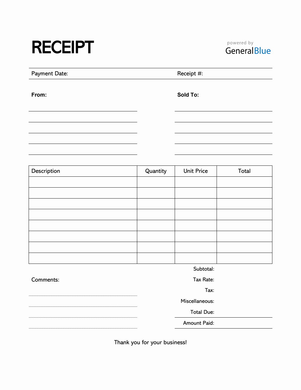 Free PDF Receipt Templates