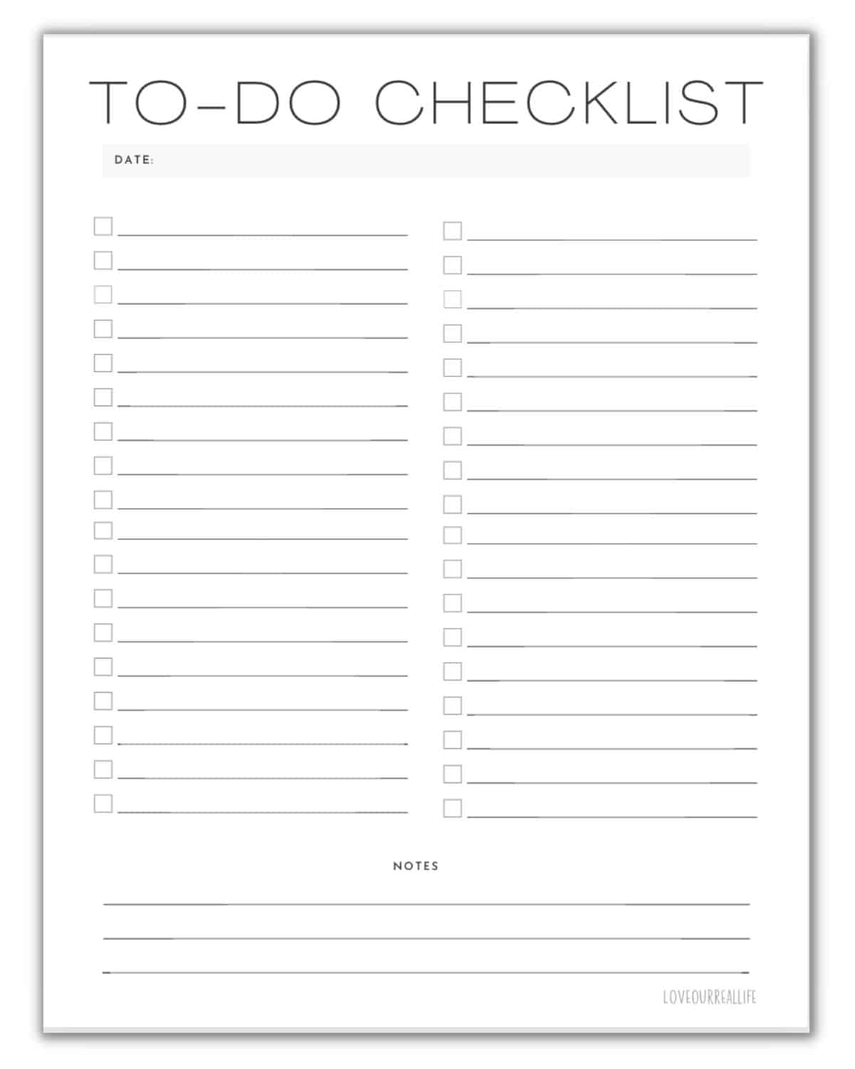 Printable Checklist Template