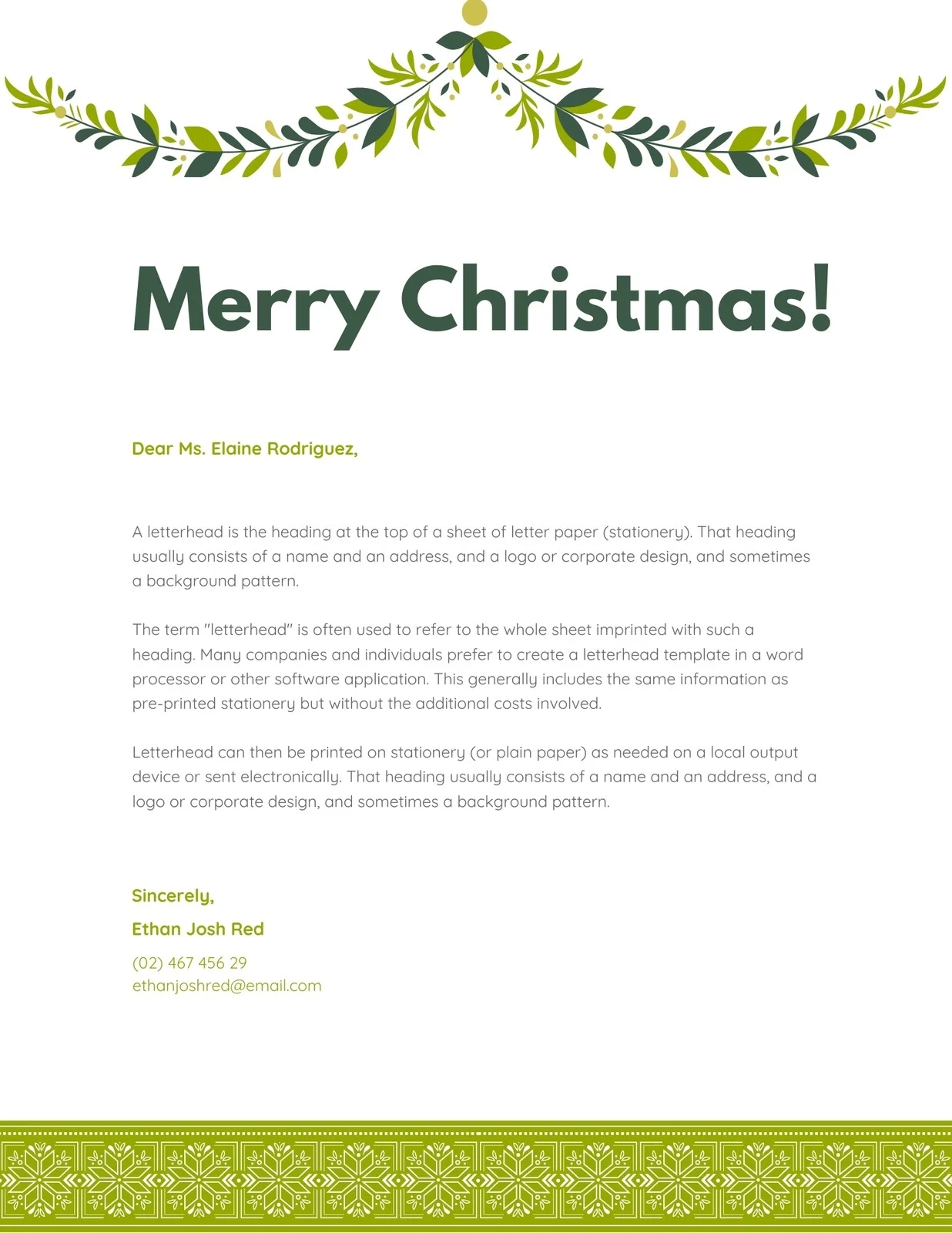 Christmas Stationery Template Free Printable