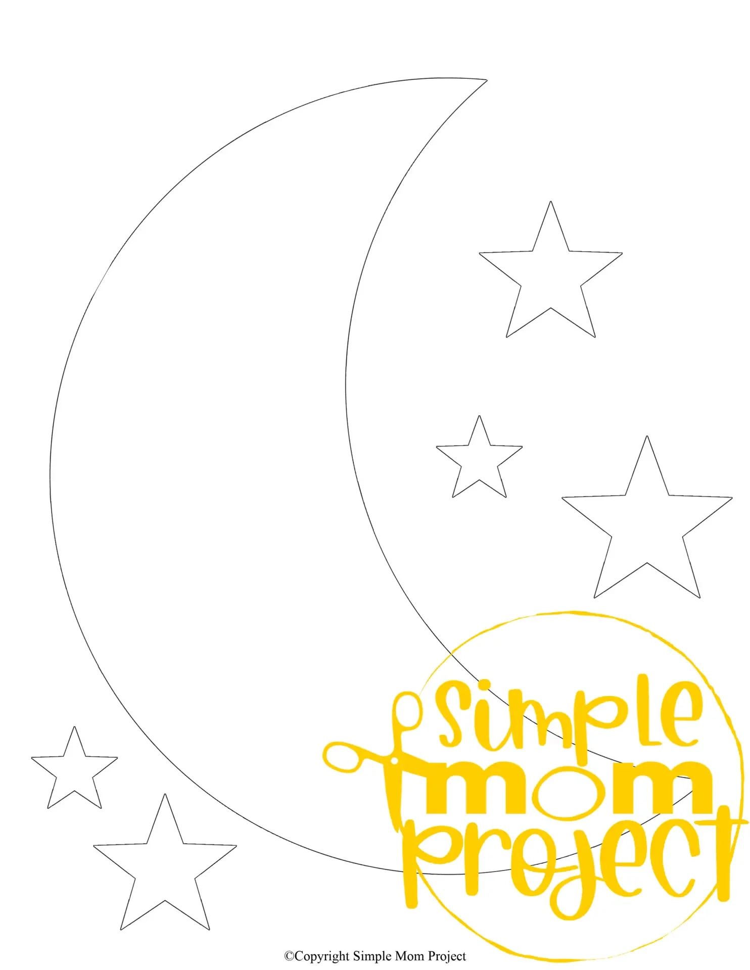 Free Printable Crescent Moon Stencil Template Simple Mom Project
