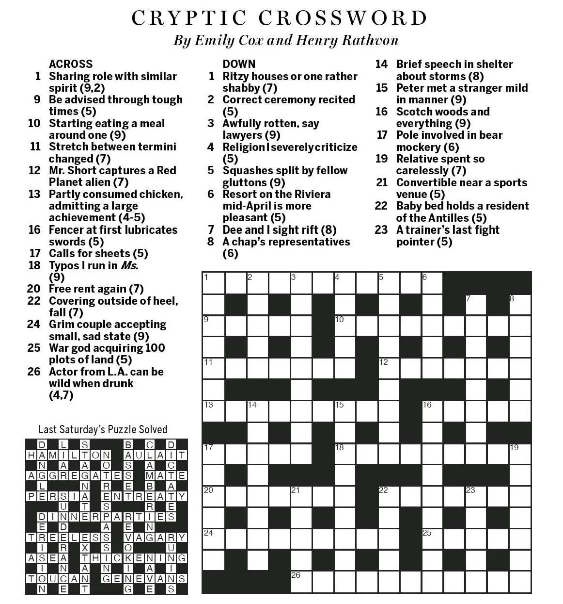 Free Daily Printable Crossword Puzzleshtml