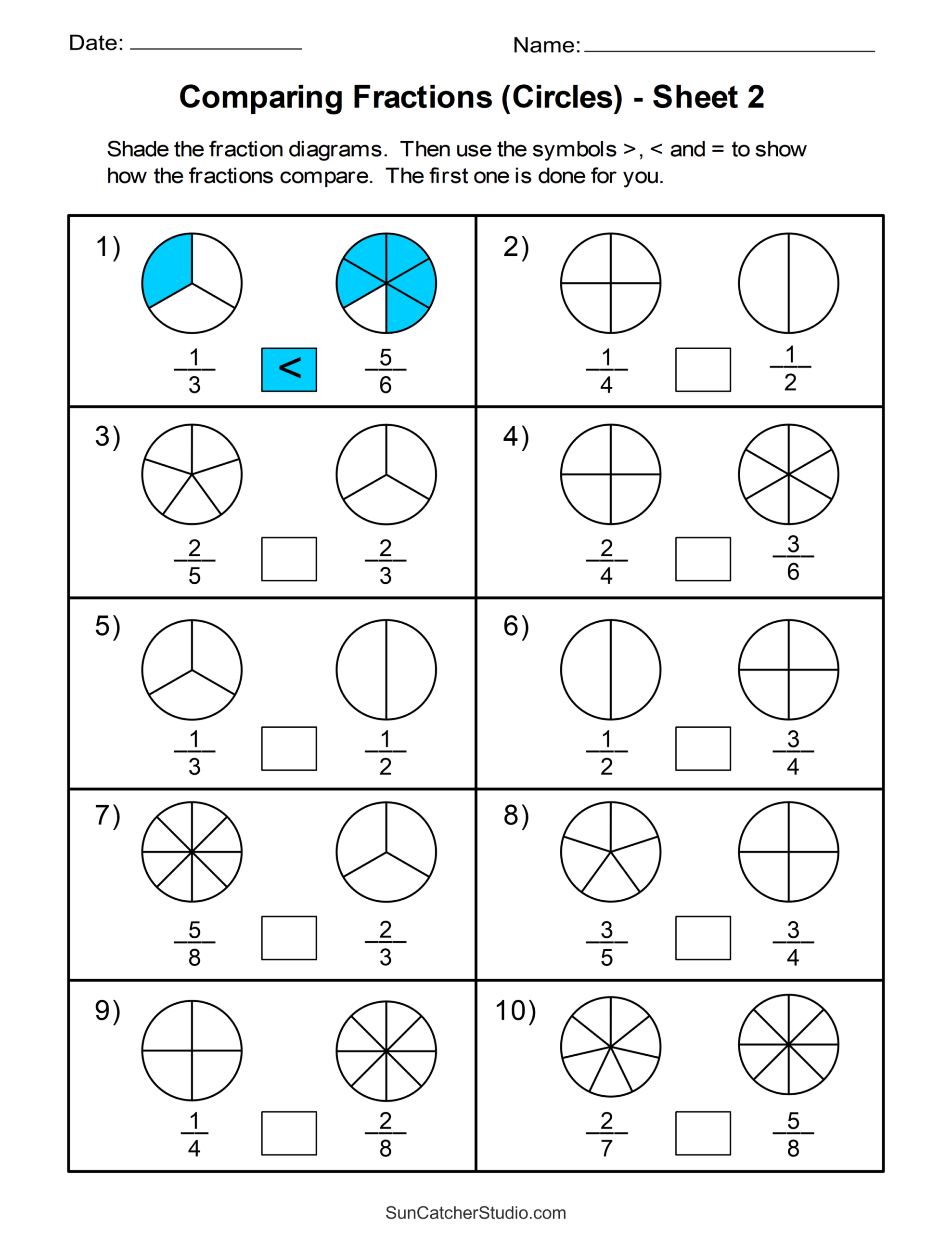 Printable Fraction Worksheets Free