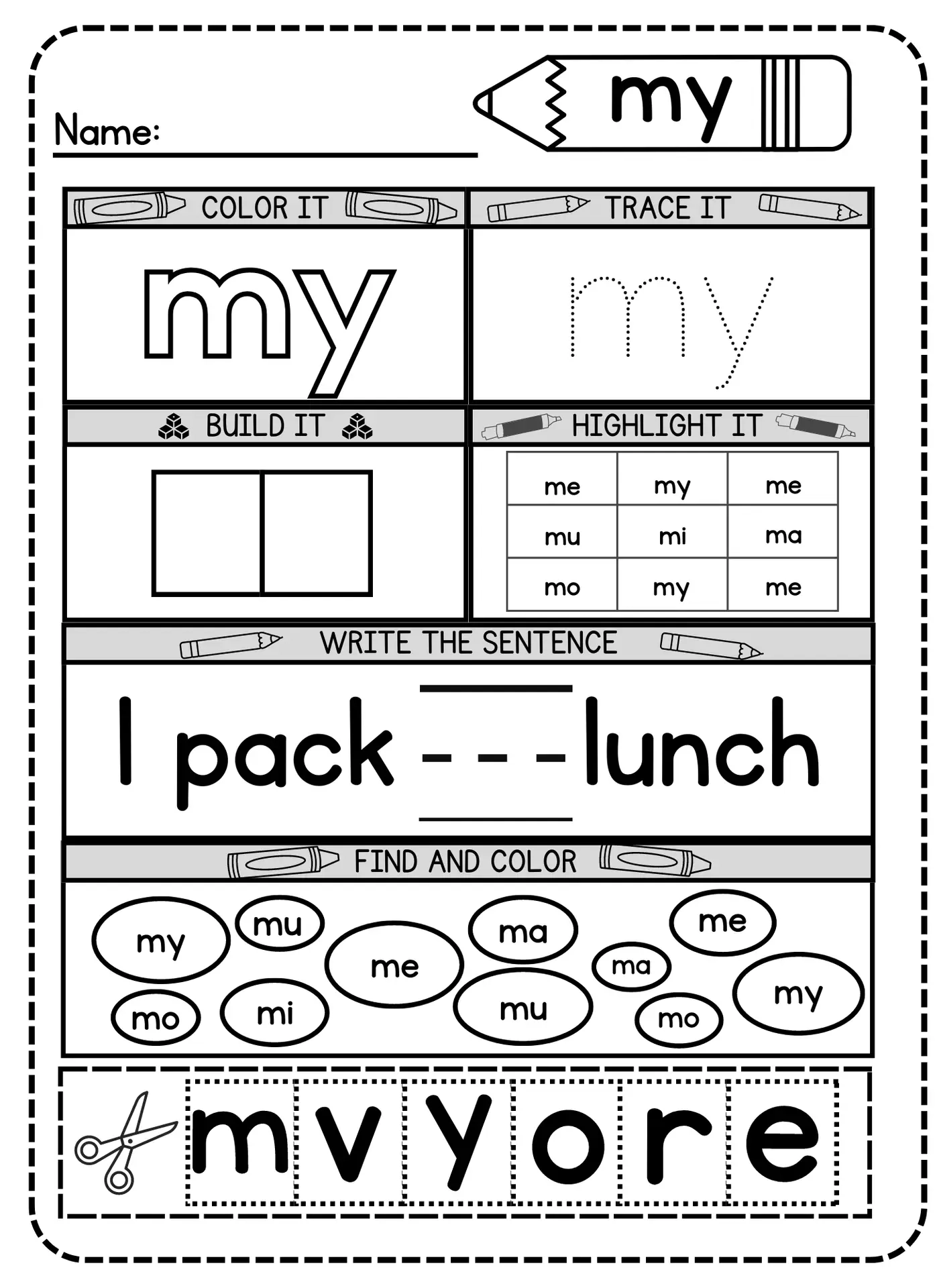 Free Printable My Sight Word Practice Worksheet Simple Mom Project