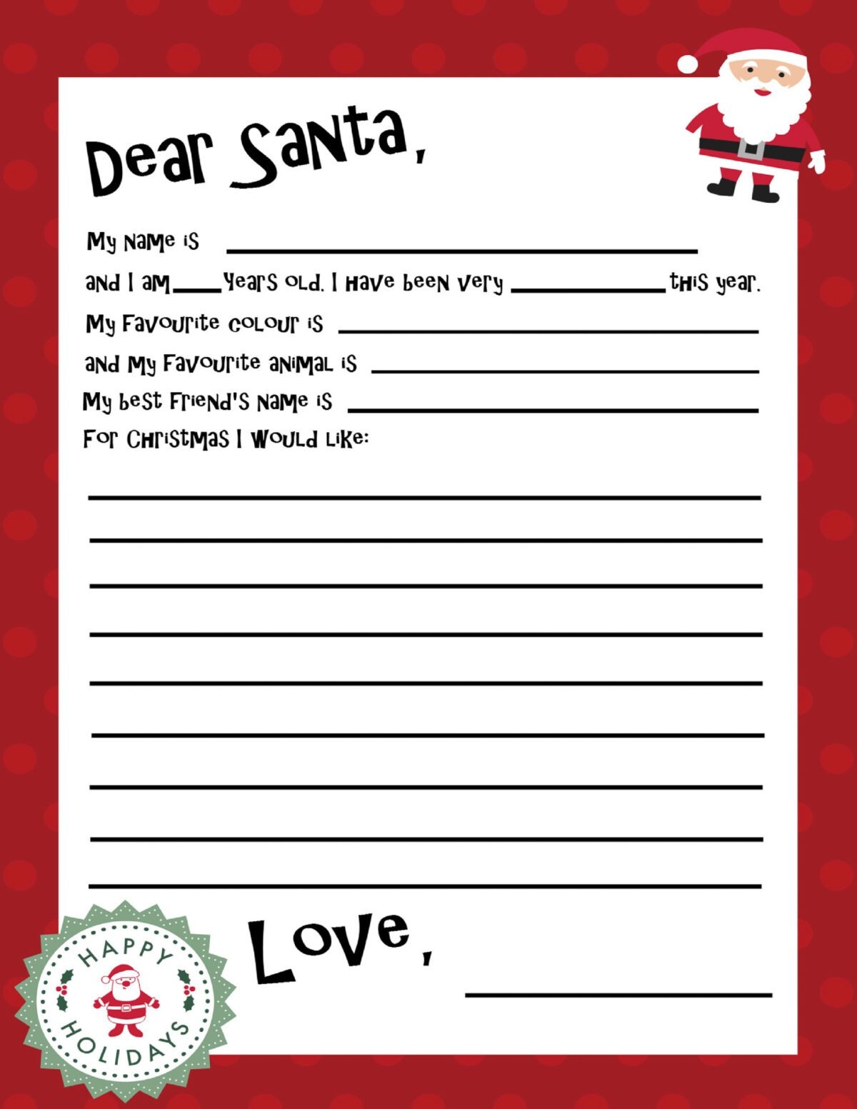 Free Printable Letter Templates From Santa