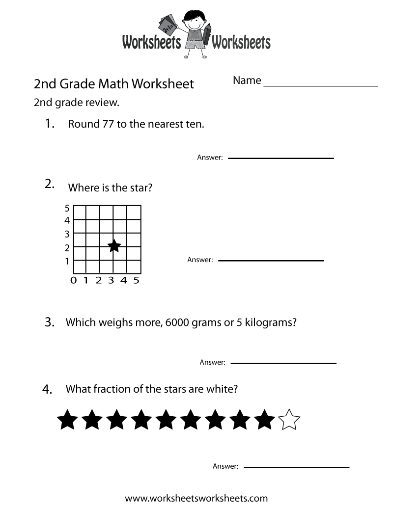 Free Printable Second Grade Math Practice Worksheet Worksheets 