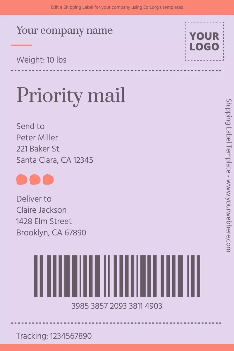 Printable Shipping Label Template Free
