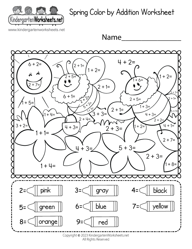 Spring Color Worksheets Printable