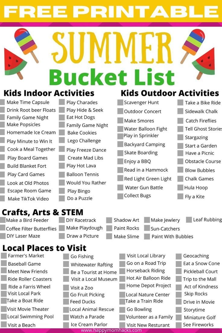 Printable Summer Activities For Kids
