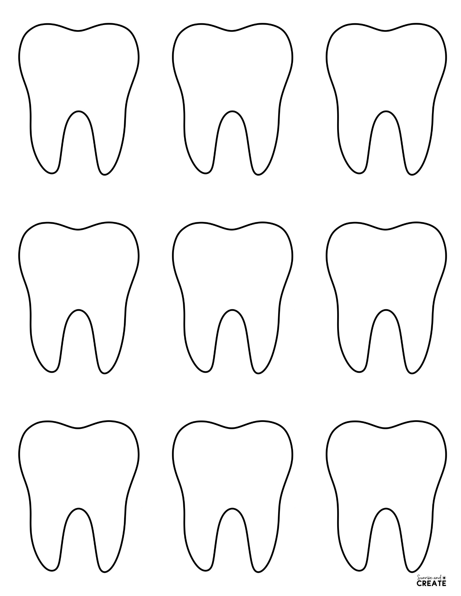 Free Printable Tooth Template