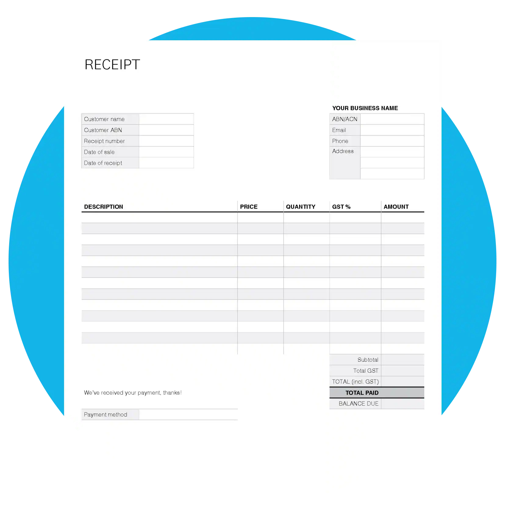 Free Receipt Template Xero AU