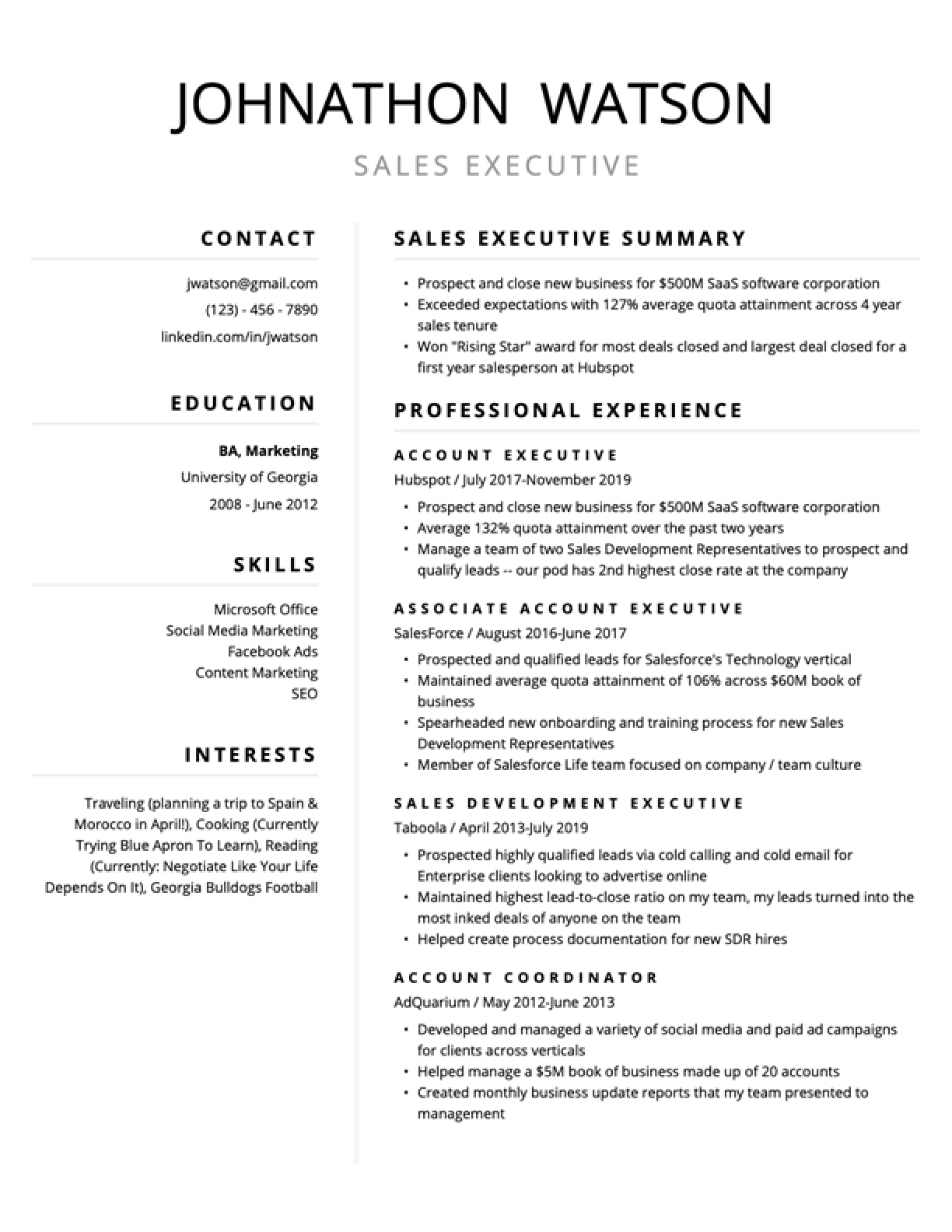 Free Printable Resume Template