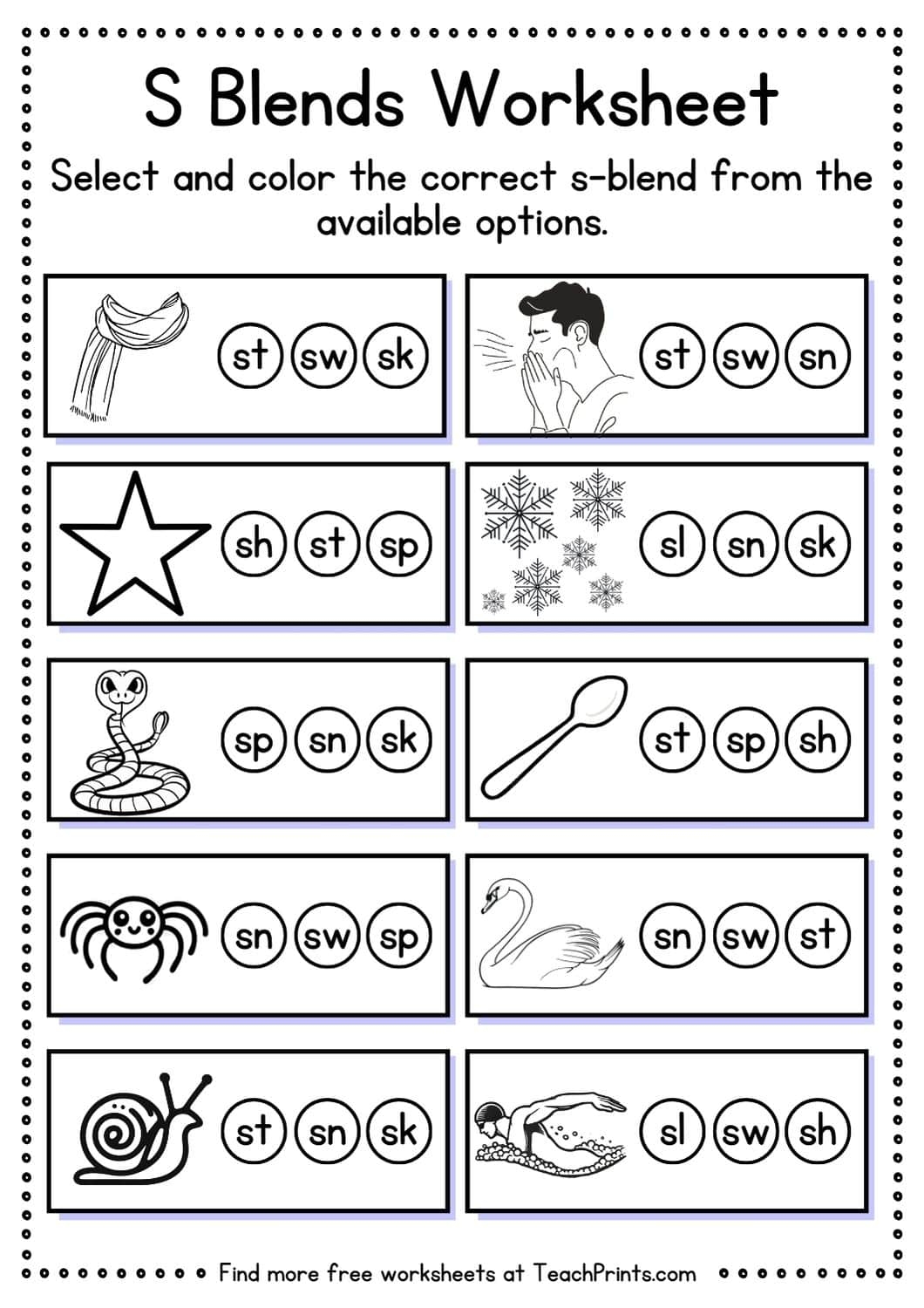 Consonant Blend Worksheets For Kindergarten
