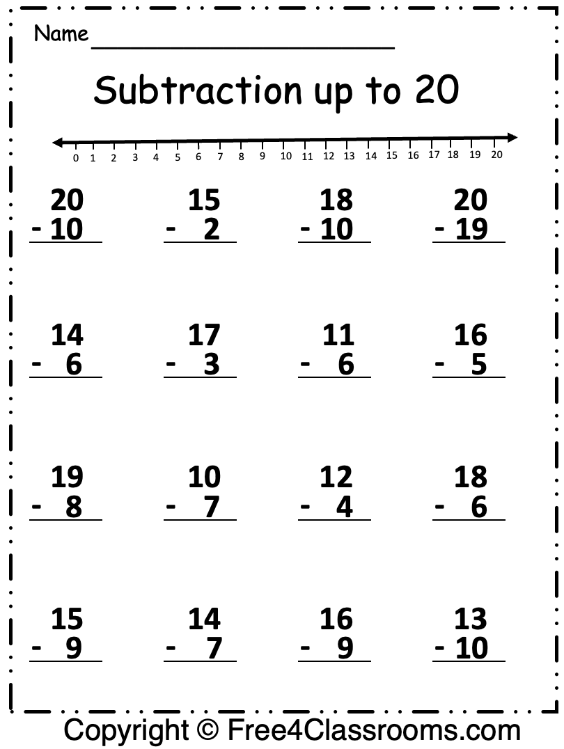 Basic Subtraction Worksheets Free Printable