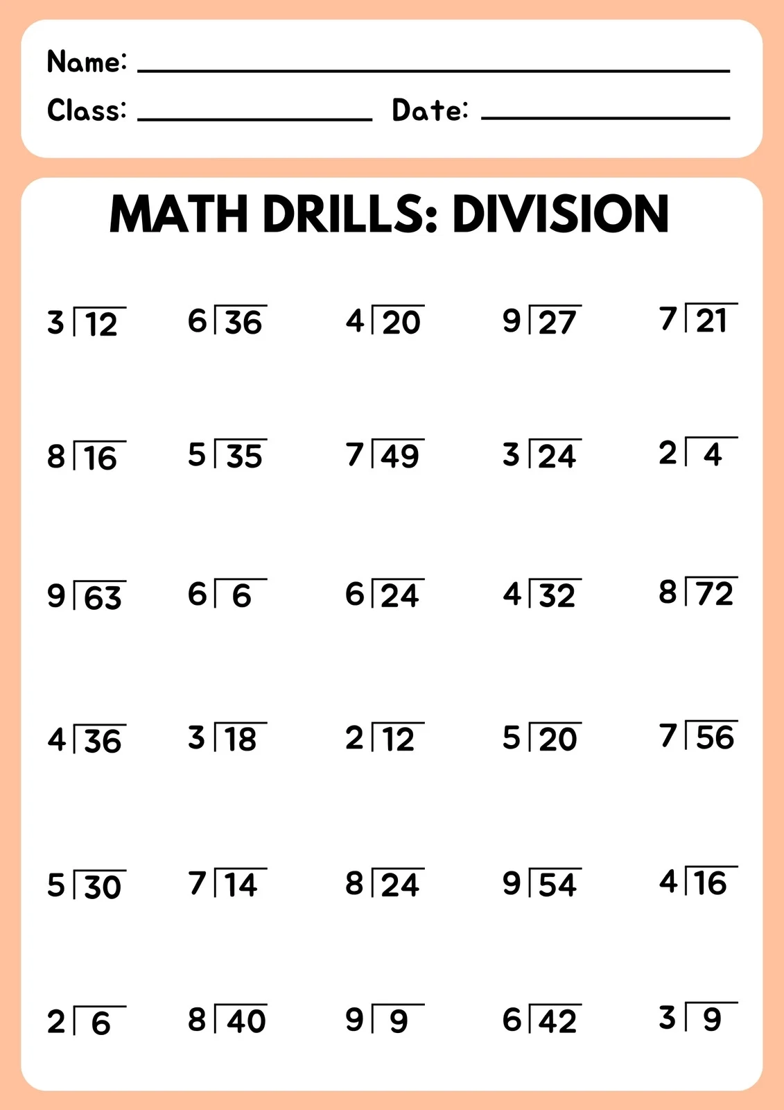 Printable Division Worksheets Grade 3