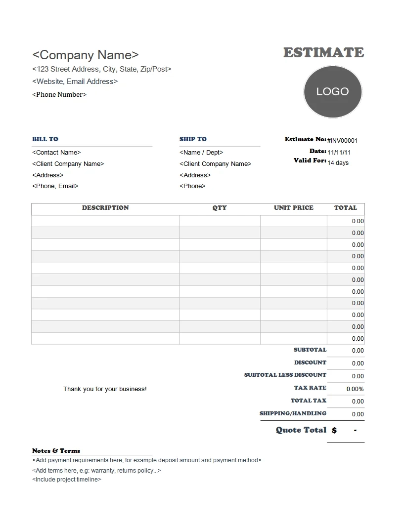 Free Tree Service Estimate Templates