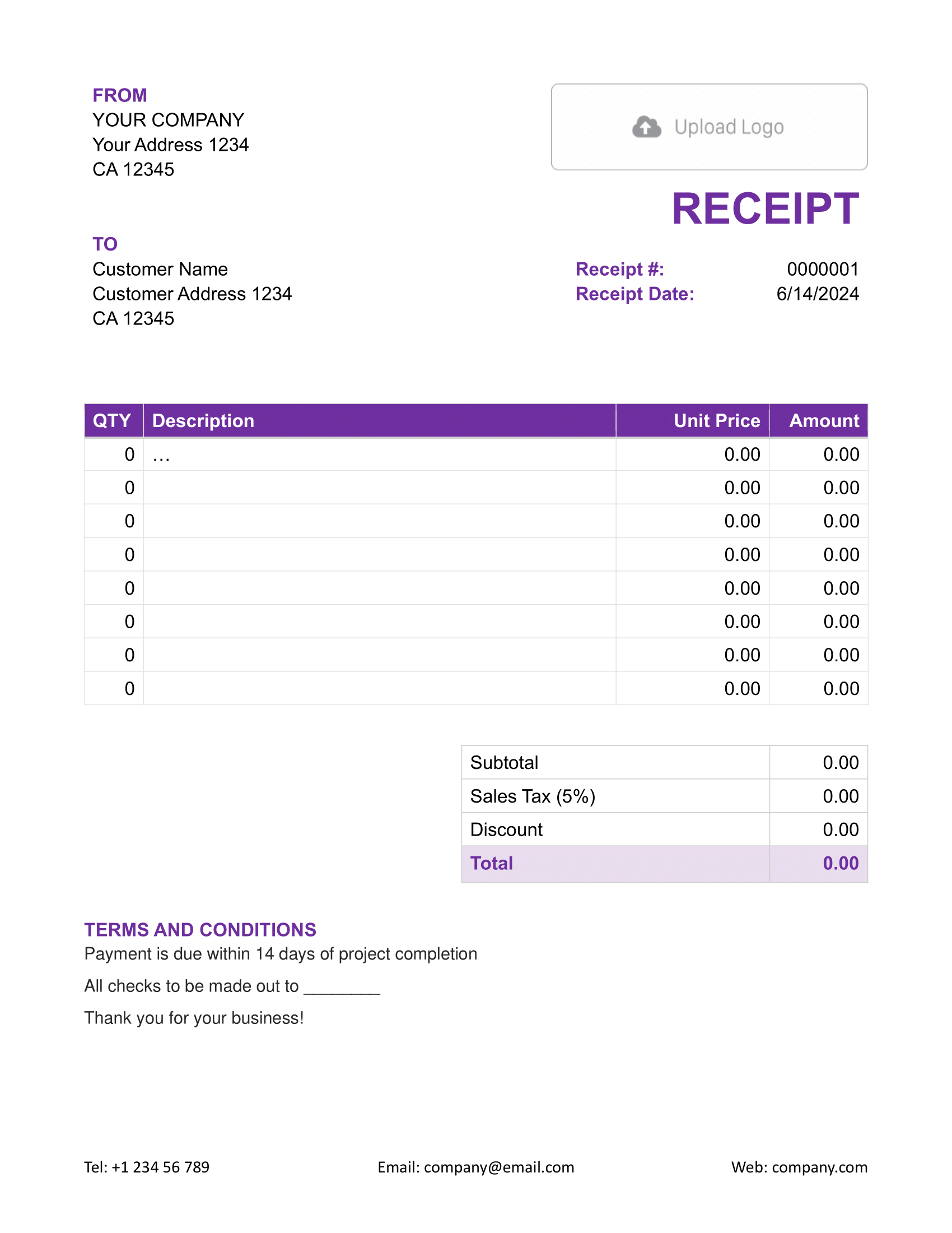 Printable Receipt Template