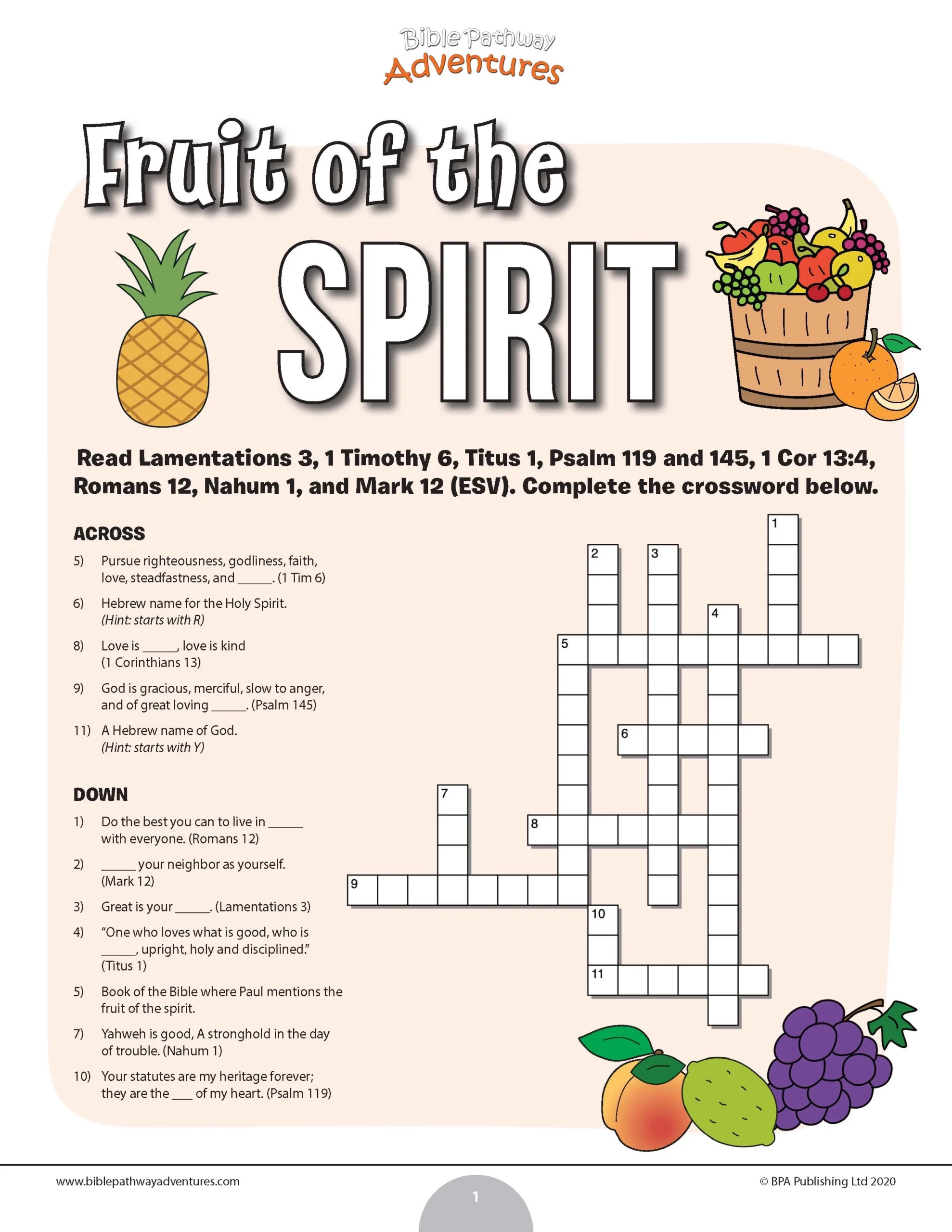 Printable Bible Crossword Puzzles For Kids