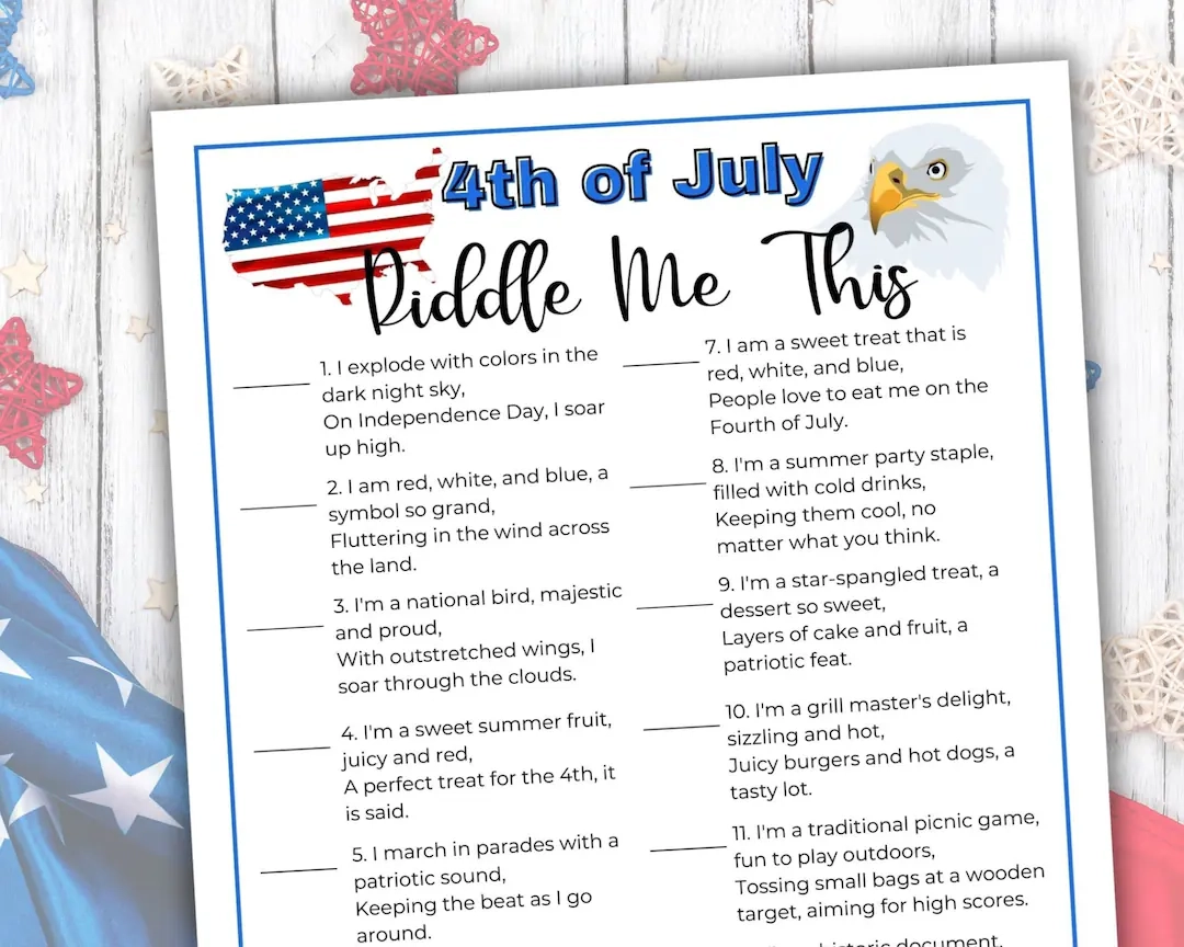 Funny 4th Of July Printable Riddle Me This Trivia Questions And 