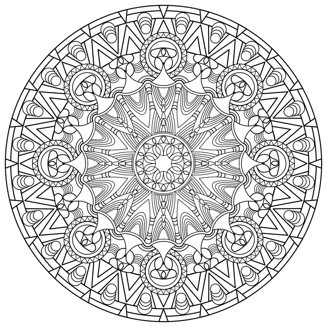 Geometric Mandala Coloring Pages Ornate Adult Designs PDF Etsy UK