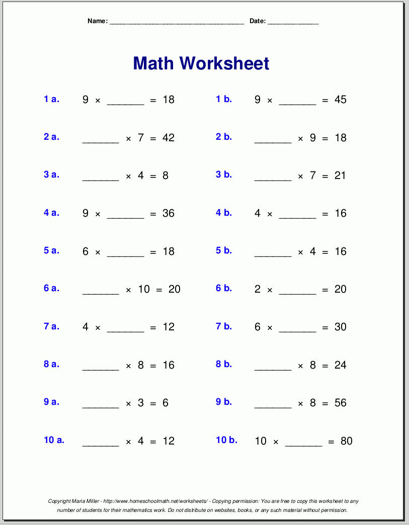 4th Grade Math Worksheets Free Printable