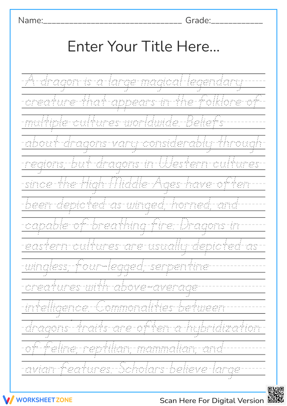 Grade 5 Handwriting Worksheets amp Printable