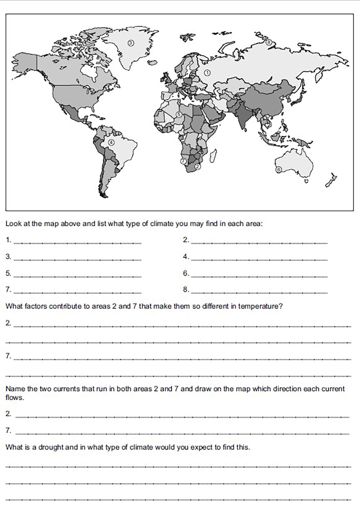 GRADE 8 GEOGRAPHY CLIMATOLOGY WORKSHEET REVISION Teacha 
