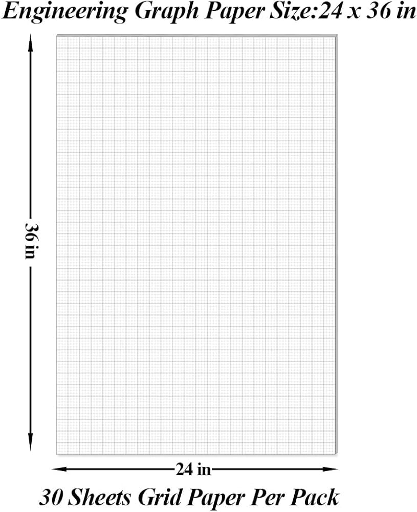 Graph Paper Pad 36 X 24 Large Graph Paper 30 Sheets 60 Pages 